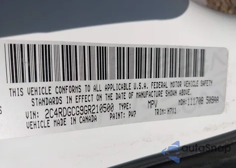 2016 Dodge Grand Caravan Sxt из США, поврежденный, VIN 2C4RDGCG9GR210500